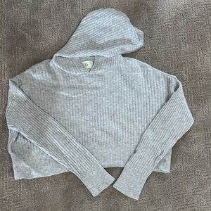 Aerie Light Gray Ribbed Knit Top